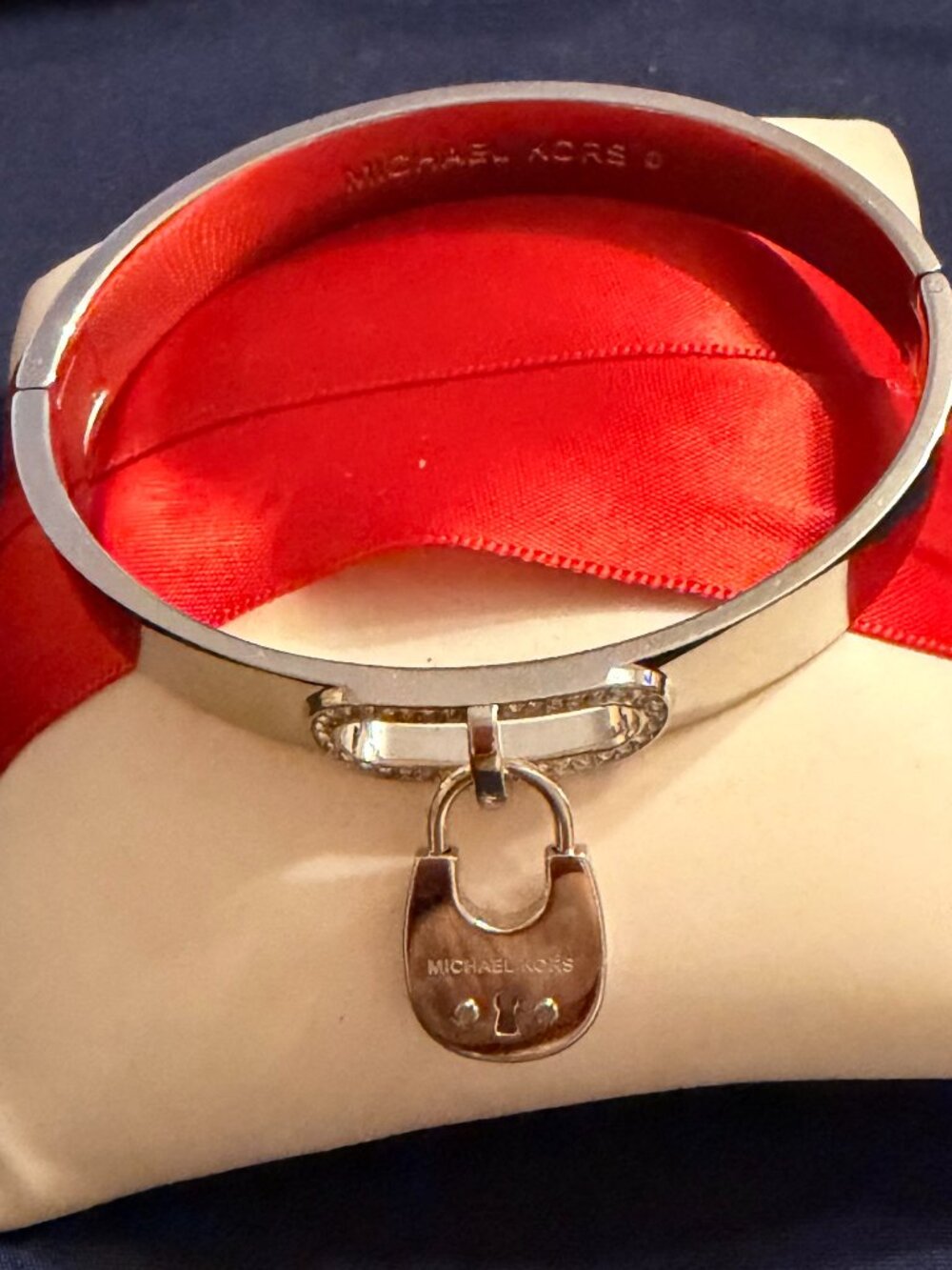 Michael Kors Silver Tone Padlock Charm Bracelet